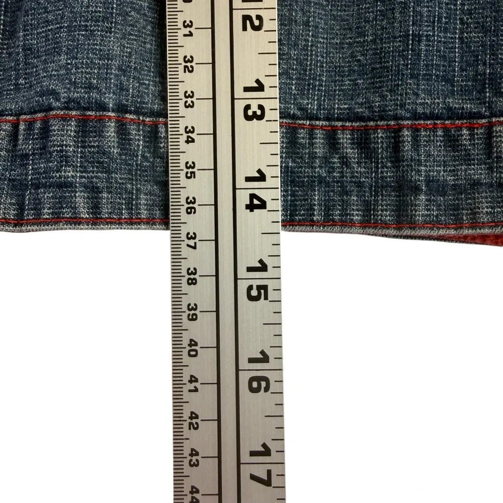Radio Flyer Denim Jacket Kids SZ 6 Blue Long Sleeve Logo Patch Snap Front